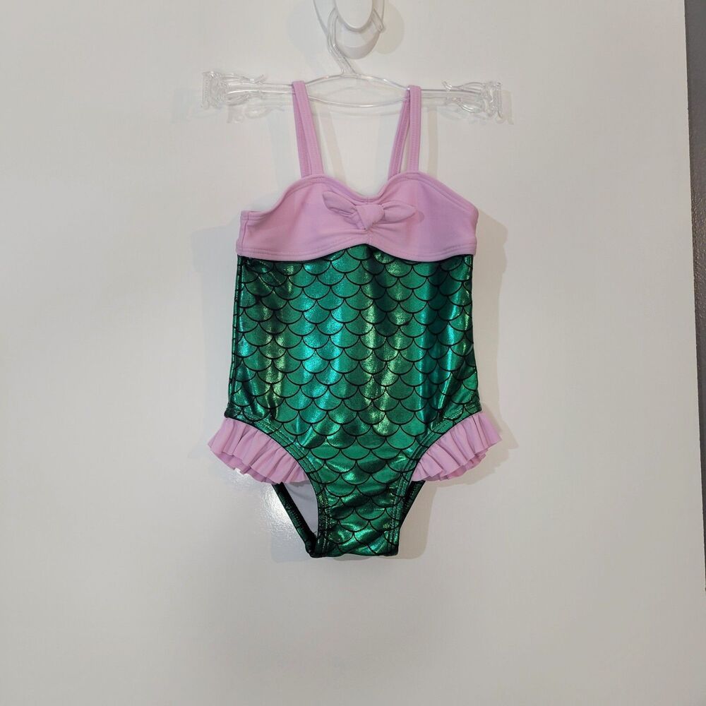 oshkosh baby girl mermaid‎ swimsuit pink and green size 12 months